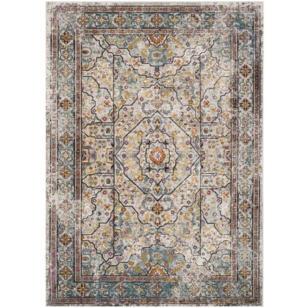 Safavieh Aria Power Loom Woven Medium Rectangle Rugs; Cream & Blue - 5 ft.-1 in. x 7 ft.-6 in. ARA199C-5
